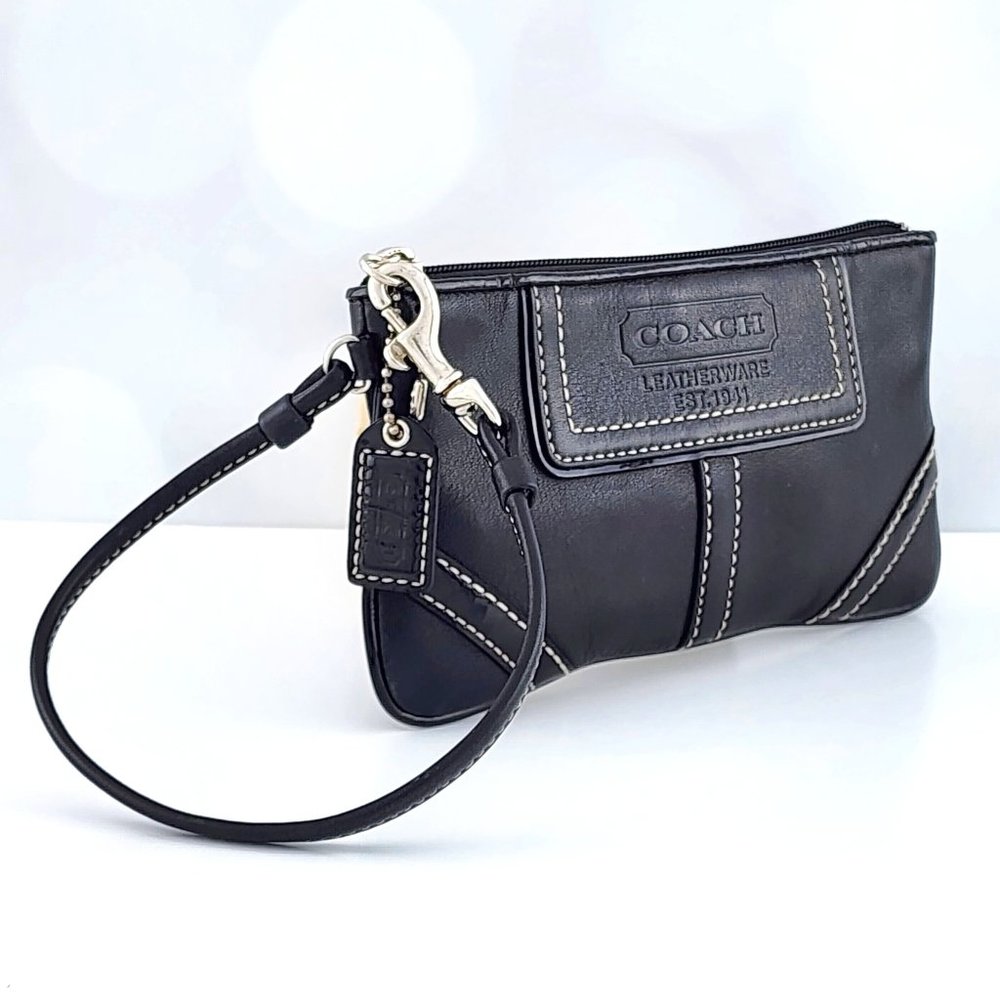Coach Wristlet Purse in Black Leather